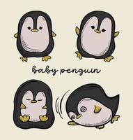 Cute Baby Penguin Hand Drawn Vector Illustration 01