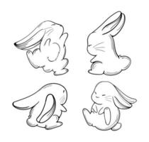 lindo conejo lineart vector ilustración 02