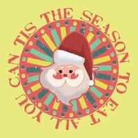 Retro Vintage Christmas Santa Typography Greeting Badge Vector Composition Design 03