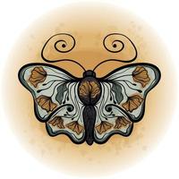 Boho Floral Butterfly Moth Insect Detailed Vector Illustration 05