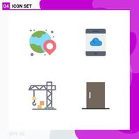 Group of 4 Flat Icons Signs and Symbols for world crane shopping smartphone furniture Editable Vector Design Elements