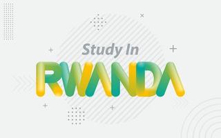 Study in Rwanda. Creative Typography with 3d Blend effect vector