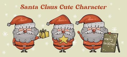 Santa Claus Character Set 02 Cute Cartoon Illustration vector