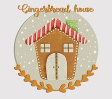 Watercolor Gingerbread House Clipart Illustration 08 vector