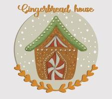 Watercolor Gingerbread House Clipart Illustration 05 vector