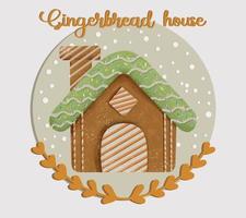 Watercolor Gingerbread House Clipart Illustration 06 vector