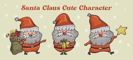 Santa Claus Character Set 03 Cute Cartoon Illustration vector