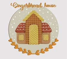 Watercolor Gingerbread House Clipart Illustration 02 vector