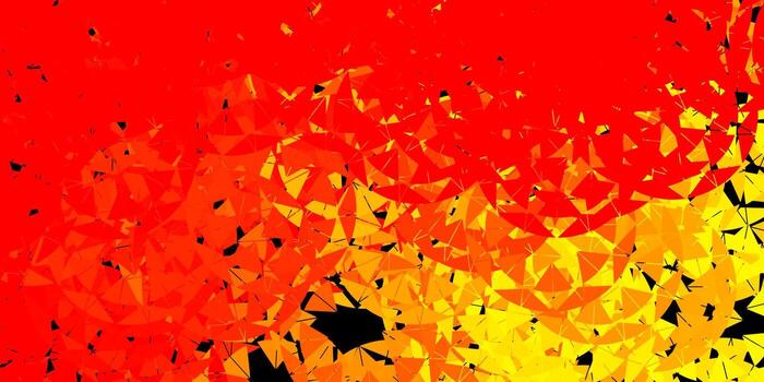 Telón de fondo de vector rojo, amarillo claro con triángulos, líneas.