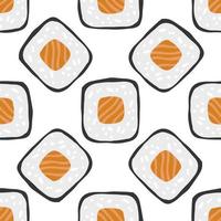 Seamless pattern with Sushi roll maki illustration on white background vector