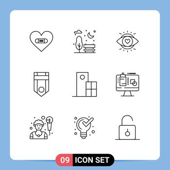 grupo de símbolos de iconos universales de 9 contornos modernos de arquitectura elementos de diseño vectorial editables de rango de ojo uno vector