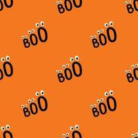 Halloween seamless pattern with Boo with eyes illustration in orange color vector