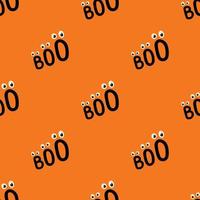 Halloween seamless pattern with Boo with eyes illustration in orange color vector