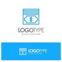 Cash Dollar Money Blue Outline Logo Place for Tagline vector