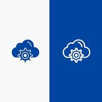 Cloud Setting Gear Computing Line and Glyph Solid icon Blue banner vector