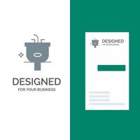 Basin Bathroom Cleaning Shower Wash Grey Logo Design and Business Card Template vector