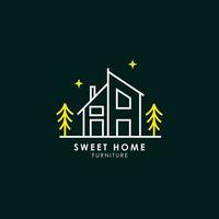 Sweet Home Logo Monoline with pinetree vector