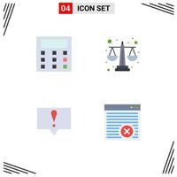 Modern Set of 4 Flat Icons and symbols such as calculation message balance level internet Editable Vector Design Elements