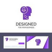 Creative Business Card and Logo template Arrow Head Human Knowledge Down Vector Illustration