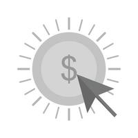 icono de pago por clic en escala de grises plana vector