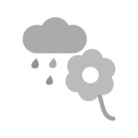 Flower with rain Flat Greyscale Icon vector