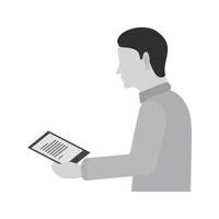 Reading on Smart Device Flat Greyscale Icon vector