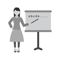 Woman Teaching Flat Greyscale Icon vector