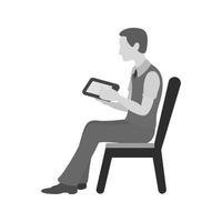 Man with Smartphone Flat Greyscale Icon vector