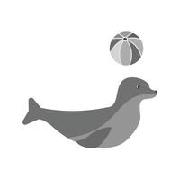 Sea Dog Performing Flat Greyscale Icon vector