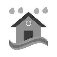 Heavy Rain and Flood Flat Greyscale Icon vector