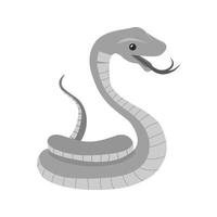 icono de serpiente plana en escala de grises vector
