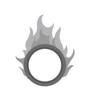 icono de escala de grises plana de aro de fuego vector