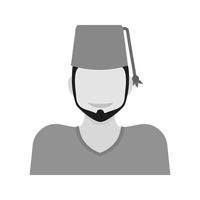 Turkish Man Flat Greyscale Icon vector