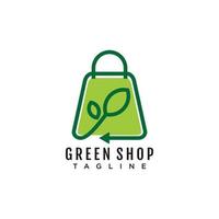 Vegan shop logo with leaf lineart concept vector icon illustration