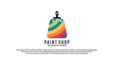 Paint shop logo with creative unique design vector icon illustration