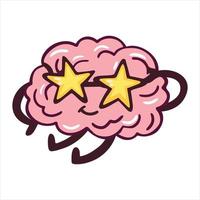 Illustration of funny character cartoon brain chilling vector