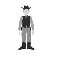 Cowboy with Gun Flat Greyscale Icon vector