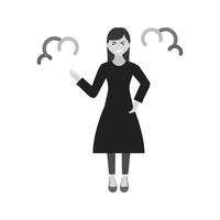 Angry Woman Flat Greyscale Icon vector