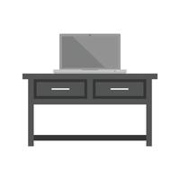 Desk and Laptop Flat Greyscale Icon vector