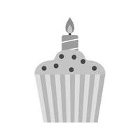 Candle on Muffin Flat Greyscale Icon vector