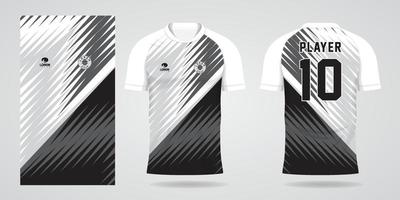 plantilla de diseño de jersey de camiseta deportiva blanca negra vector