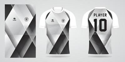 plantilla de diseño de jersey de camiseta deportiva blanca negra vector