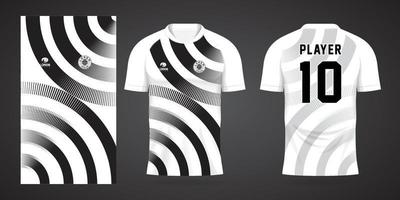 plantilla de diseño de jersey de camiseta deportiva blanca negra vector