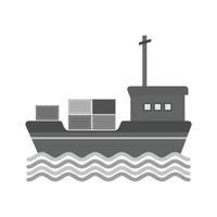 buque de carga i icono plano en escala de grises vector
