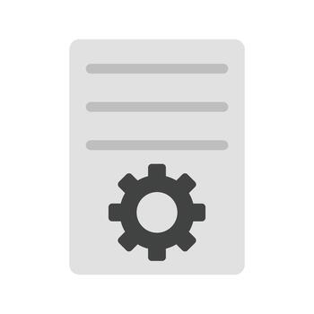 configuración del documento icono plano en escala de grises vector