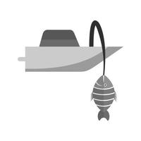 Fishing Boat Flat Greyscale Icon vector