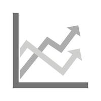 Multiple Line Graph Flat Greyscale Icon vector