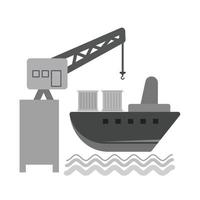 Delivery via Shipping Flat Greyscale Icon vector