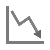 Declining Line Graph Flat Greyscale Icon vector