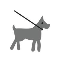 Dog on Leash Flat Greyscale Icon vector